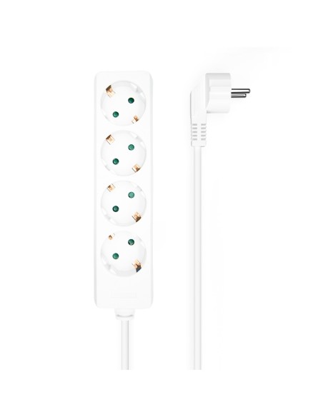 BASE MULTIPLE AISENS 4 TOMAS SIN INTERRUPTOR CON CABLE 3x1.5MM2 BLANCO 1.4M