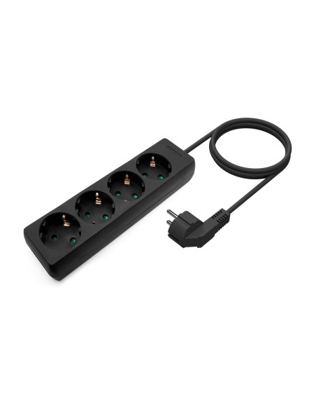 BASE MULTIPLE AISENS 4 TOMAS SIN INTERRUPTOR CON CABLE 3x1.5MM2 NEGRO 1.4M