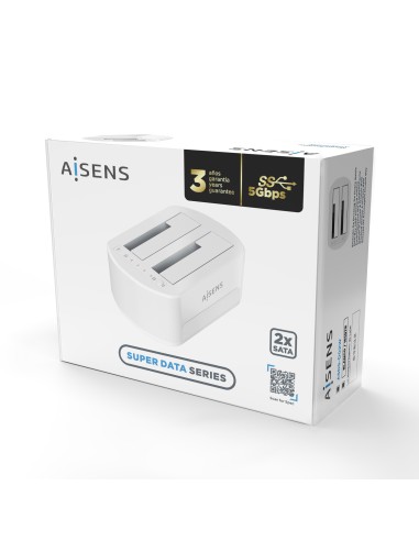 ESTACION DOCKING AISENS DOBLE ASDS-D02W SATA 2.5 3.5 A USB 3.0 3.1 GEN1 CLONE
