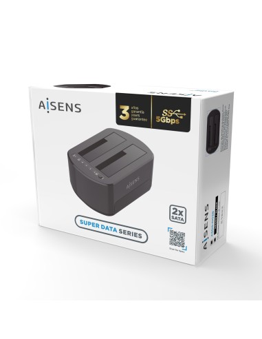 ESTACION DOCKING AISENS DOBLE ASDS-D03B SATA 2.5 3.5 A USB 3.0 3.1 GEN1 CLONE