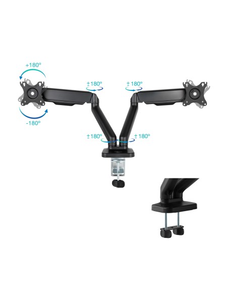 TooQ Soporte de Mesa para 2 Pantallas 17"-32", Negro