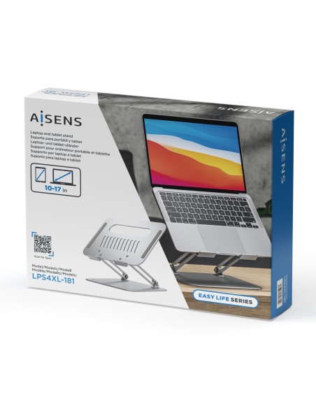 SOPORTE DE SOBREMESA AISENS XL 10-17 AJUSTABLE PARA PORTATIL TABLET PLATA