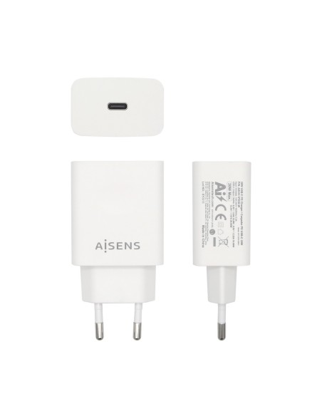 AISENS Cargador USB-C PD 3.0 1 Puerto 1x USB-C 20 W, Blanco