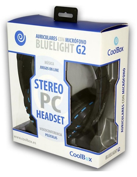 CoolBox Bluelight G2 Binaural Diadema Negro, Azul