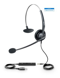 Yealink UH33 auricular y casco Auriculares Diadema Conector de 3,5 mm Negro