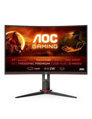 AOC C27G2U BK LED display 68,6 cm (27") 1920 x 1080 Pixeles Full HD Negro, Rojo