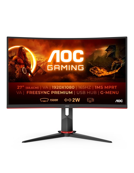 AOC C27G2U BK LED display 68,6 cm (27") 1920 x 1080 Pixeles Full HD Negro, Rojo