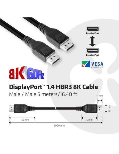 CLUB3D Cable DisplayPort 1.4 HBR3 8K M M 5 metro