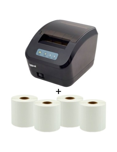 iggual Kit impresora etiquetas + 4 rollos impresora de etiquetas Térmica directa 203 x 203 DPI Alámbrico