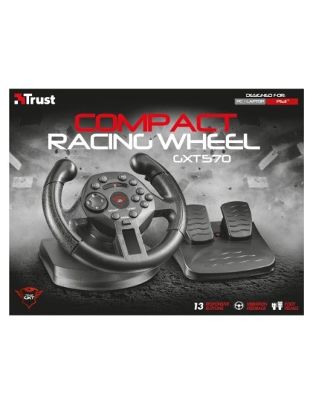 Trust GXT 570 Volante + Pedales PC,Playstation 3 Negro