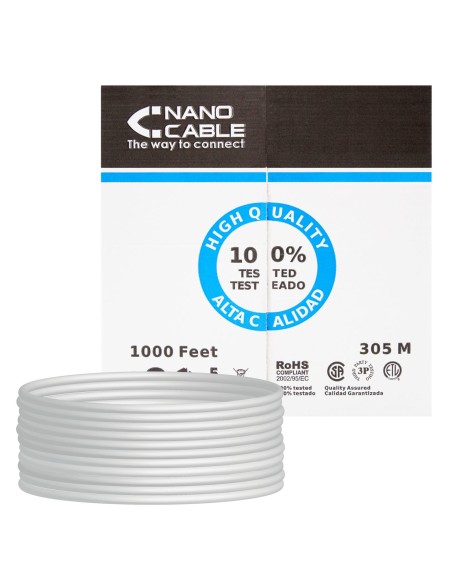 Nanocable 10.20.1404 cable de red Gris 305 m Cat6 U UTP (UTP)