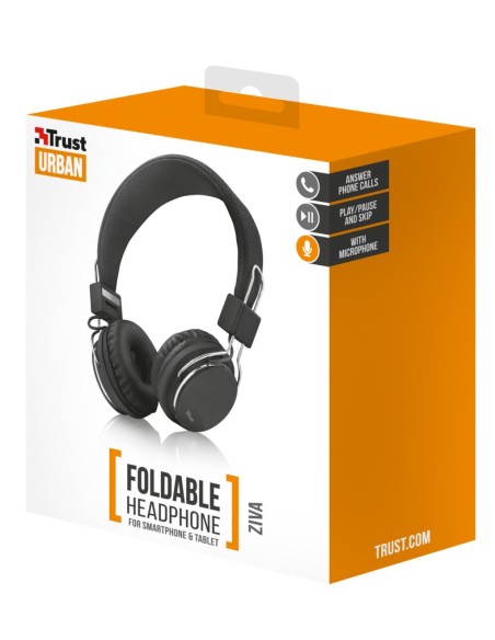 Trust Ziva Auriculares Diadema Conector de 3,5 mm Negro, Cromo