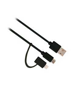Ewent EW9909 cable USB 1 m USB 2.0 USB A Micro-USB B Lightning Negro