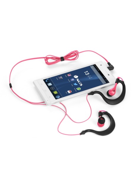 NGS Triton Auriculares gancho de oreja Conector de 3,5 mm Negro, Rosa