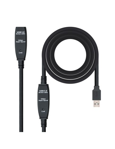 Nanocable Cable USB 3.0 prolongador con amplificador, tipo A M-A H, 10m