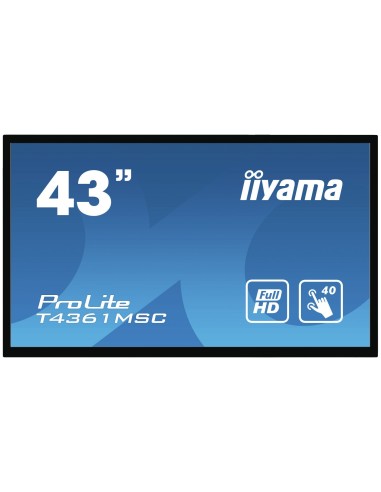 iiyama ProLite T4361MSC-B1 monitor pantalla táctil 109,2 cm (43") 1920 x 1080 Pixeles Multi-touch Multi-usuario Negro