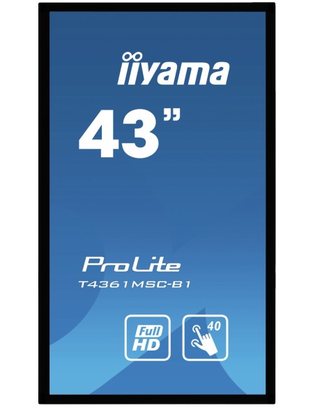iiyama ProLite T4361MSC-B1 monitor pantalla táctil 109,2 cm (43") 1920 x 1080 Pixeles Multi-touch Multi-usuario Negro