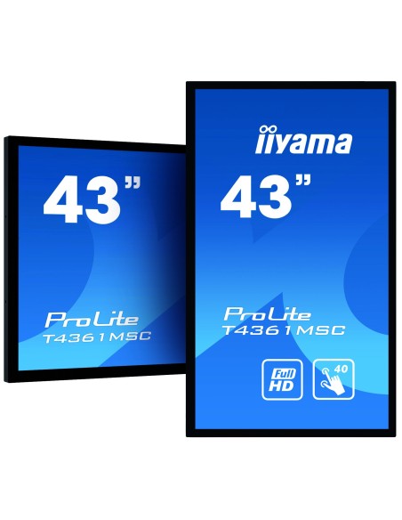 iiyama ProLite T4361MSC-B1 monitor pantalla táctil 109,2 cm (43") 1920 x 1080 Pixeles Multi-touch Multi-usuario Negro