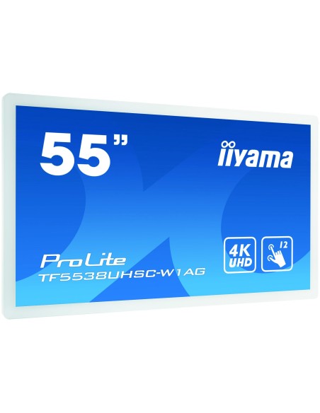 iiyama ProLite TF5538UHSC-W2AG monitor pantalla táctil 139,7 cm (55") 3840 x 2160 Pixeles Multi-touch Multi-usuario Blanco