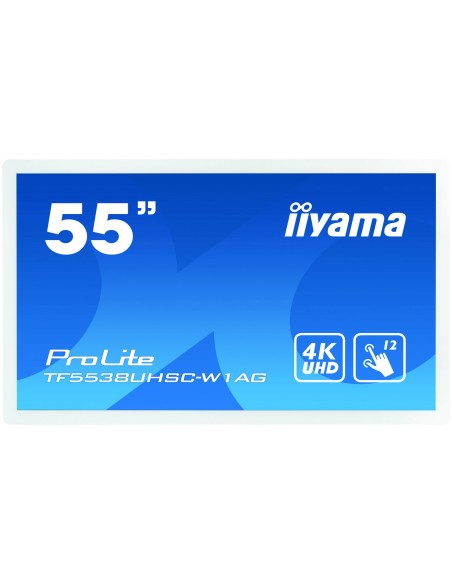 iiyama ProLite TF5538UHSC-W2AG monitor pantalla táctil 139,7 cm (55") 3840 x 2160 Pixeles Multi-touch Multi-usuario Blanco