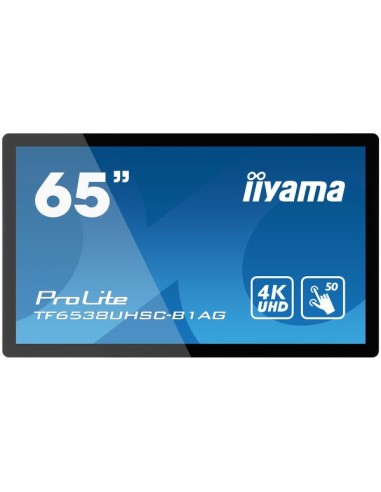 iiyama TF6538UHSC-B1AG pantalla de señalización Panel plano interactivo 165,1 cm (65") LED 4K Ultra HD Negro Pantalla táctil