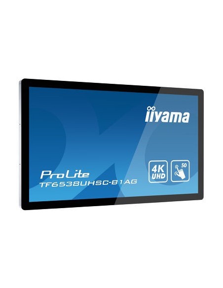 iiyama TF6538UHSC-B1AG pantalla de señalización Panel plano interactivo 165,1 cm (65") LED 4K Ultra HD Negro Pantalla táctil