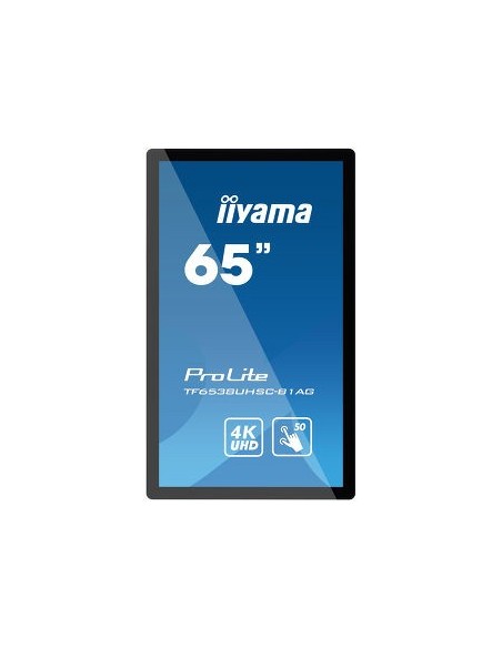 iiyama TF6538UHSC-B1AG pantalla de señalización Panel plano interactivo 165,1 cm (65") LED 4K Ultra HD Negro Pantalla táctil
