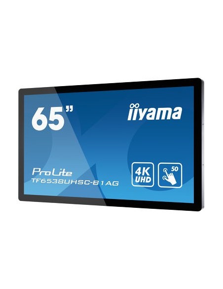 iiyama TF6538UHSC-B1AG pantalla de señalización Panel plano interactivo 165,1 cm (65") LED 4K Ultra HD Negro Pantalla táctil