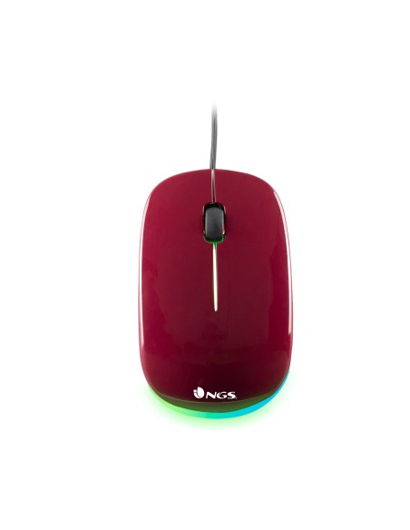 NGS Addict Maroon ratón Ambidextro USB tipo A Óptico 1000 DPI