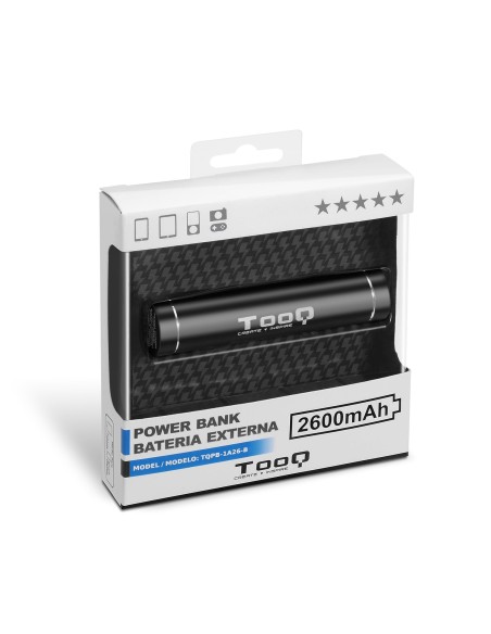 TooQ TQPB-1A26-B batería externa Litio 2600 mAh Negro