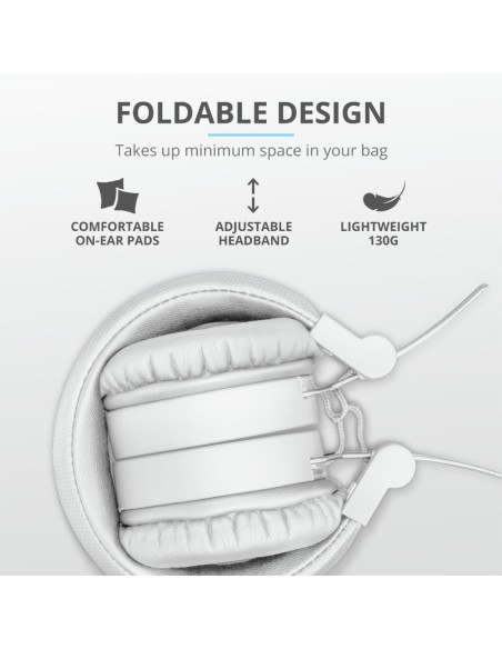Trust 23909 auricular y casco Auriculares Diadema Conector de 3,5 mm MicroUSB Bluetooth Blanco