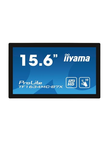 iiyama ProLite TF1634MC-B7X monitor pantalla táctil 39,6 cm (15.6") 1920 x 1080 Pixeles Multi-touch Multi-usuario Negro
