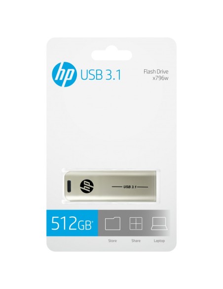 HP x796w unidad flash USB 512 GB USB tipo A 3.2 Gen 1 (3.1 Gen 1) Plata