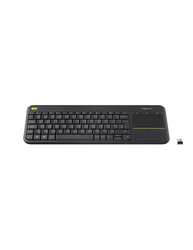 Logitech Wireless Touch Keyboard K400 Plus teclado RF inalámbrico AZERTY Francés Negro