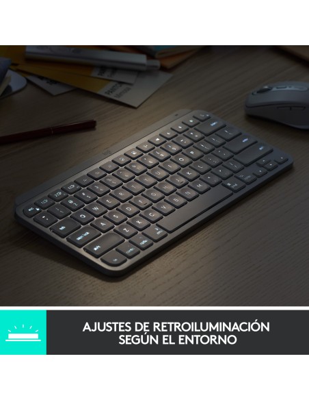 Logitech MX Keys Mini Minimalist Wireless Illuminated Keyboard teclado RF Wireless + Bluetooth Español Rosa