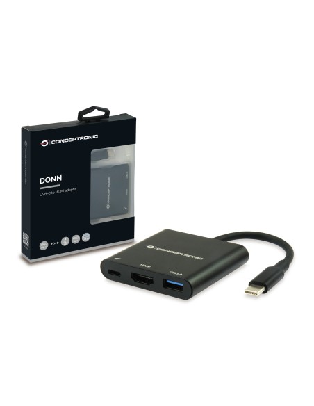 Conceptronic DONN01B hub de interfaz USB 3.2 Gen 1 (3.1 Gen 1) Type-C 5000 Mbit s Negro