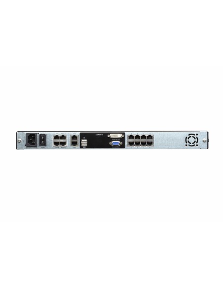 ATEN Consola LCD dual rail con switch KVM por IP integrado multi-interfaz Cat 5 de 8 puertos de 1 consola local y 1 consola
