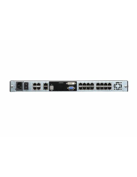 ATEN Consola LCD dual rail con switch KVM por IP integrado multi-interfaz Cat 5 de 16 puertos de 1 consola local y 1 consola