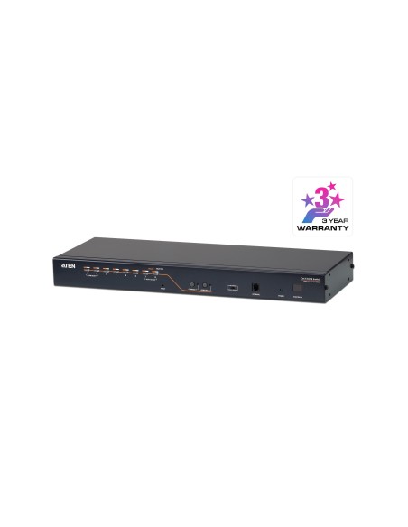 ATEN Switch KVM Cat 5 multi-interfaz de 8 puertos con 2 consolas