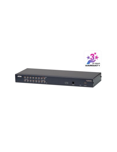 ATEN Switch KVM Cat 5 multi-interfaz de 16 puertos