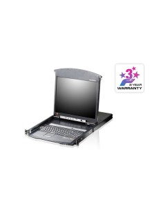 ATEN Consola LCD dual rail con switch KVM por IP integrado multi-interfaz Cat 5 de 16 puertos con acceso compartido desde