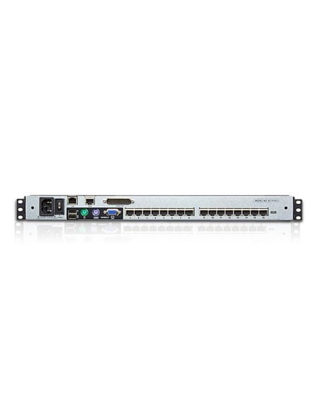 ATEN Consola LCD dual rail con switch KVM por IP integrado multi-interfaz Cat 5 de 16 puertos con acceso compartido desde