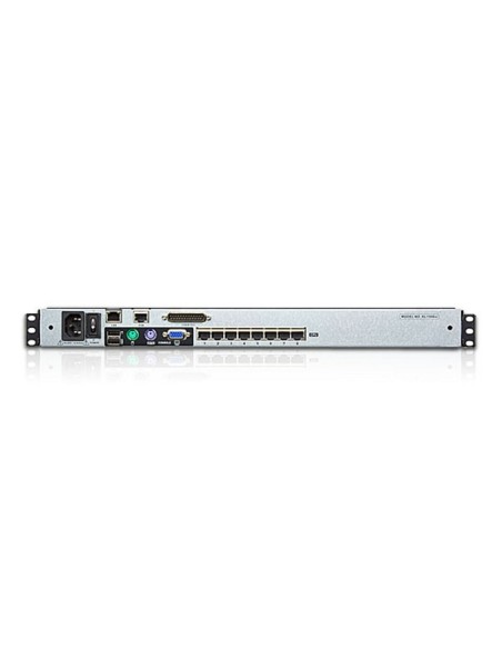 ATEN Consola LCD dual rail con switch KVM por IP integrado multi-interfaz Cat 5 de 8 puertos con acceso compartido desde