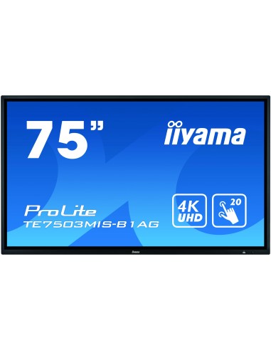 iiyama ProLite TE7503MIS-B1AG monitor pantalla táctil 189,2 cm (74.5") 3840 x 2160 Pixeles Multi-touch Multi-usuario Negro