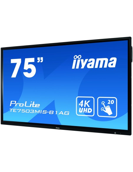 iiyama ProLite TE7503MIS-B1AG monitor pantalla táctil 189,2 cm (74.5") 3840 x 2160 Pixeles Multi-touch Multi-usuario Negro