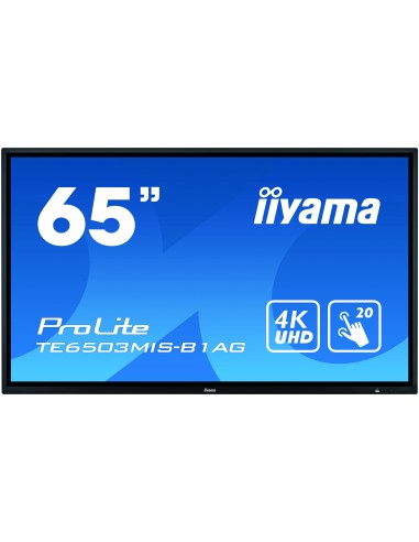 iiyama ProLite TE6503MIS-B1AG monitor pantalla táctil 163,8 cm (64.5") 3840 x 2160 Pixeles Multi-touch Multi-usuario Negro