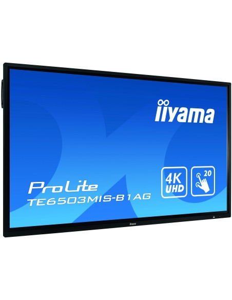iiyama ProLite TE6503MIS-B1AG monitor pantalla táctil 163,8 cm (64.5") 3840 x 2160 Pixeles Multi-touch Multi-usuario Negro