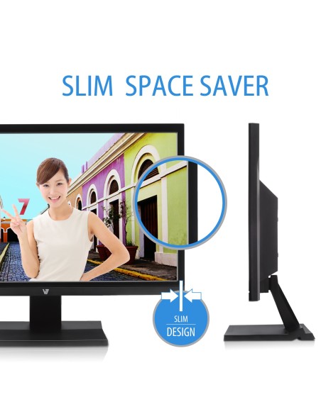 V7 L21500WDS-9K LED display 54,6 cm (21.5") 1920 x 1080 Pixeles Full HD Negro