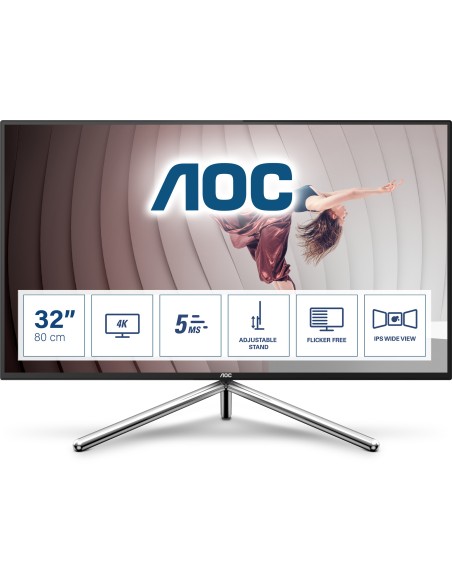 AOC U32U1 pantalla para PC 80 cm (31.5") 3840 x 2160 Pixeles 4K Ultra HD LED Negro, Plata