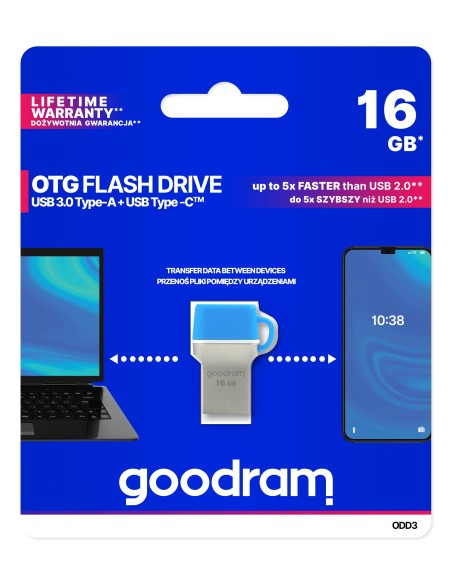 Goodram 16GB USB 3.0 unidad flash USB USB Type-A   USB Type-C 3.2 Gen 1 (3.1 Gen 1) Azul